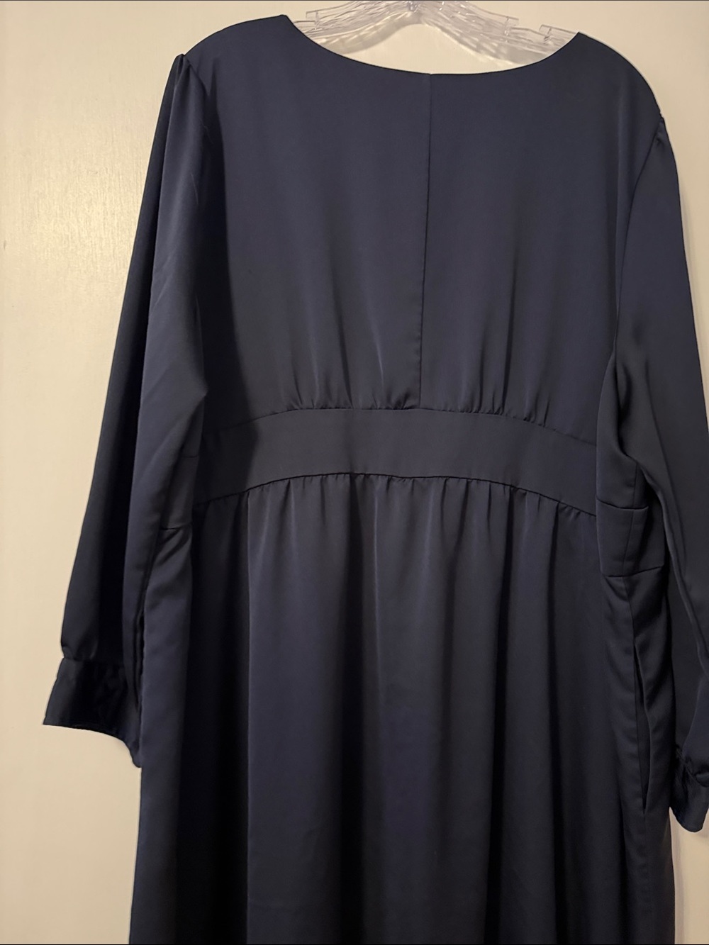 J. CREW 24 Navy Button-Front Long Sleeve Dress Plus Work Business Midi Preppy - Picture 13 of 15